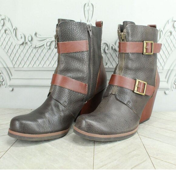 Kors by Kork Ease Brown Pebbled Leather Heeled Ankle Boots 6.5 - Picture 3 of 9